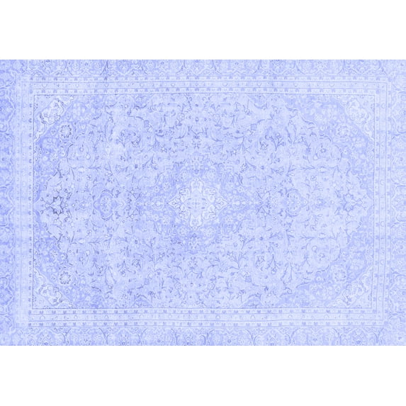 Ahgly Company Machine Washable Indoor Rectangle Abstract Blue Modern Area Rugs, 2' x 5'