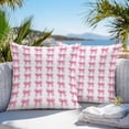 thumbnail image 4 of Outdoor Pillow Cover Pink Bow Set of 2 Waterproof Throw Pillowcases Watercolor Style Decorative Patio Furniture Pillows for Couch Garden Indoor & Outdoor Use, 4 of 9