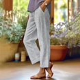 thumbnail image 2 of IDALL Linen Pants Women Wide Leg Pants Woman Women Retro Striped Design Loose Pocket Patchwork Casual Pants Lounge Pants Women Baggy Pants Gray M, 2 of 5