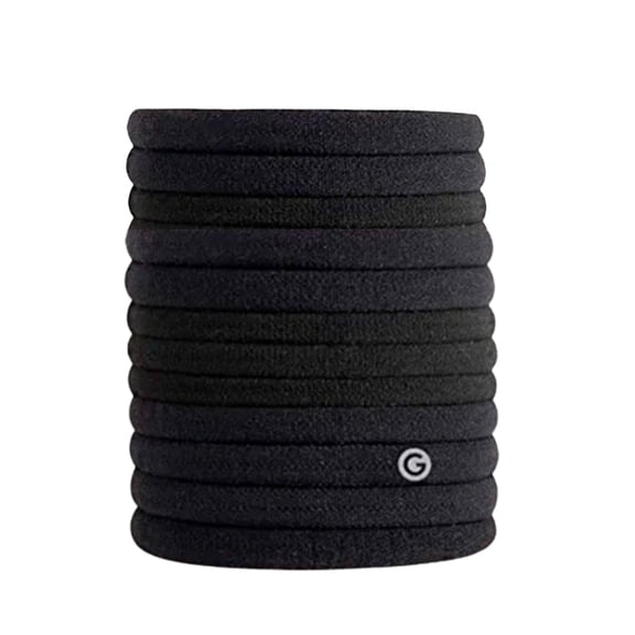 Gimme Beauty - Fine Hair Ties - Black Onyx - Seamless, No Break Microfiber Elastic Hair Ties - Firm Yet Gentle Hair Accessories with All Day Hold   No Snagging, Dents, or Breakage (12 Count)