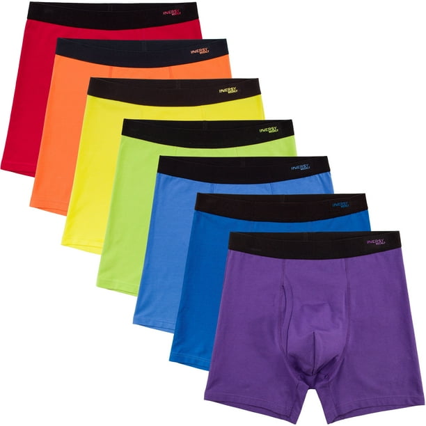 INNERSY Men's Boxer Briefs Cotton Stretchy Underwear 7 Pack for a  Week(Rainbow Colors, Large) 