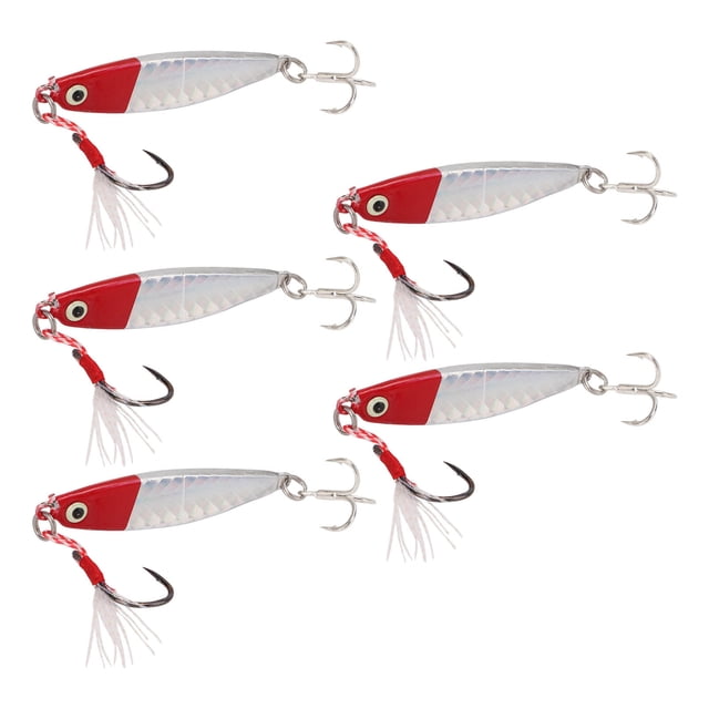 Jig Fishing Lures, Bright Colors 5Pcs Vib Fishing Lure Streamlined Body Shape For Bank For Lake Red Head Silver Body