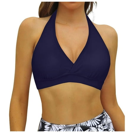 NIEWTR Push Up Bikini Top for Women Spaghetti Strap Seashell Cute Bikinis Adjustable Straps Backless Sexy Bathing Suit Tops Swim Bra Swimsuit Gift Sexy Bikini Tops OnlyDark BlueM