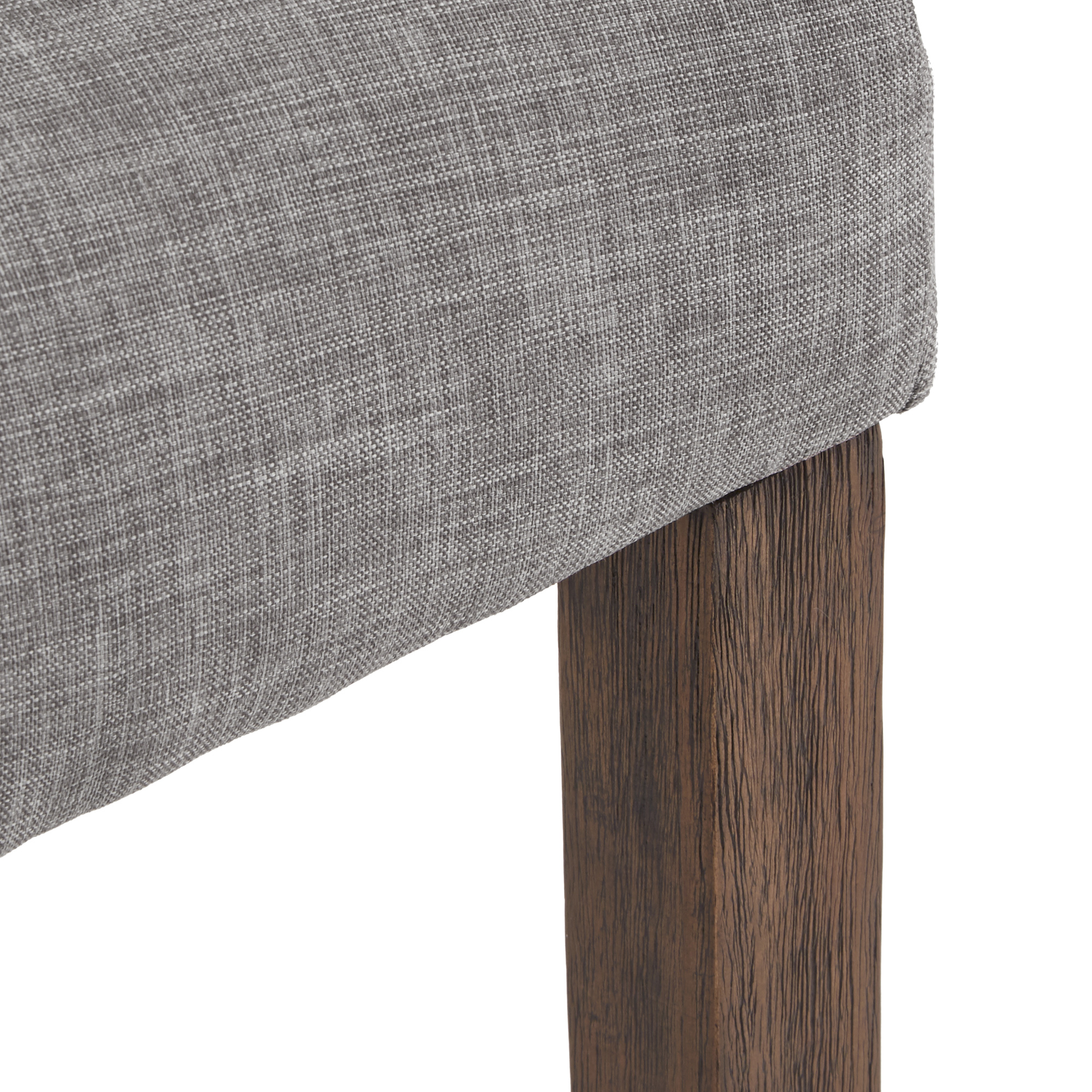 Weston Home Bolton Curved Tufted Back Dining Chairs, Set of 2, Grey Linen, Brown Finish