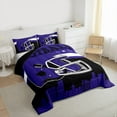 thumbnail image 3 of jejeloiu American Rugby Football Twin Comforter Sets,Purple Black Bedding Set For Boys Teens Reversible 2pcs, 3 of 8