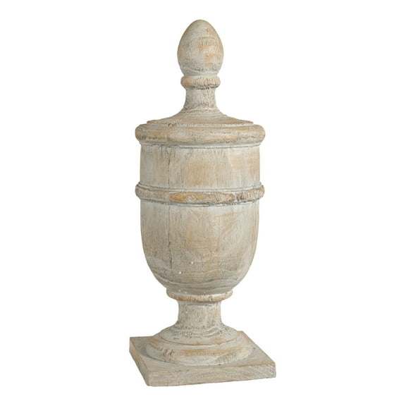 Benjara 22" Classical Accent Decor Statuette- Turned Finial Design- Off White