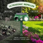 2 Pack Solar Cat Repellent for Gardens, Ultrasonic Animal Repeller with USB & Solar, Waterproof Cat Scarers for Gardens with Motion Sensor for Farm Squirrels Dogs Cats Foxes Birds