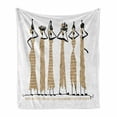 thumbnail image 1 of Egypt Soft Flannel Fleece Throw Blanket, Oriental Woman with Hieroglyph Dresses Silhouette Style Arrangement, Cozy Plush for Indoor and Outdoor Use, 50" x 60", Pale Brown and Black, by Ambesonne, 1 of 6