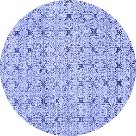 Ahgly Company Machine Washable Indoor Round Abstract Blue Modern Area Rugs, 8' Round