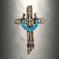 thumbnail image 5 of Rustic Drifted Wood Look Wall Cross with Turquoise Decor Horseshoe Spiritual Wall Art, 5 of 5