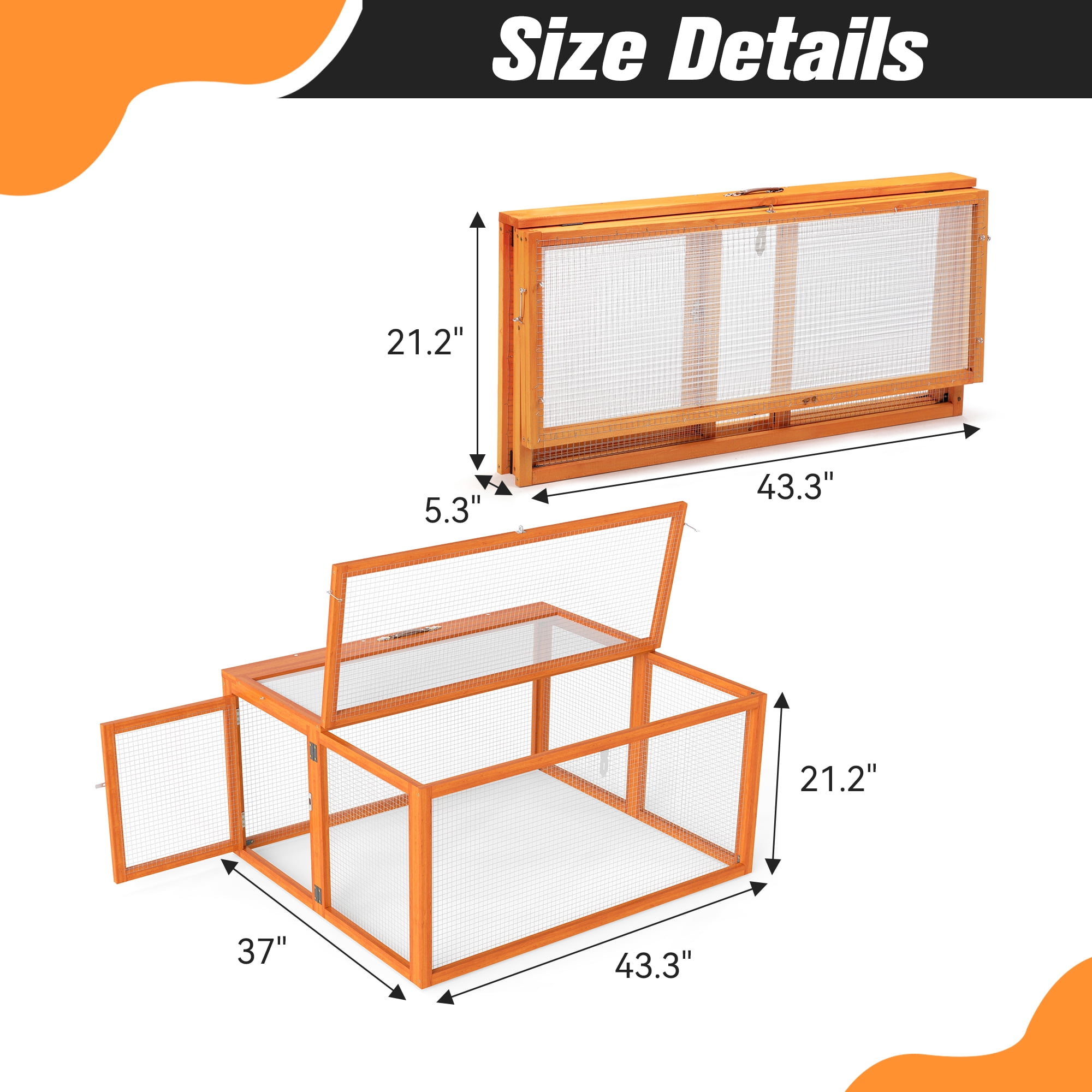 Folding Rabbit Hutch with Lockable Doors and Ground Stakes