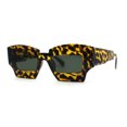 thumbnail image 3 of Womens Razor Blade Geometric Thick Horn Rim Temple Rectangle Sunglasses Tortoise Green, 3 of 4