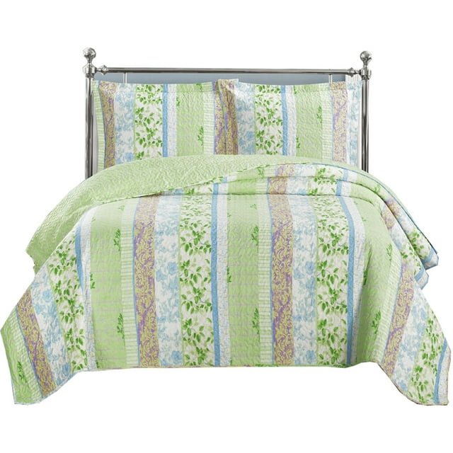 Royal Tradition Hayley Luxury Microfiber Full/Queen Size, Over-Sized 3pc Quilt Set, 92-Inch Wide x 96-Inch Long Coverlet
