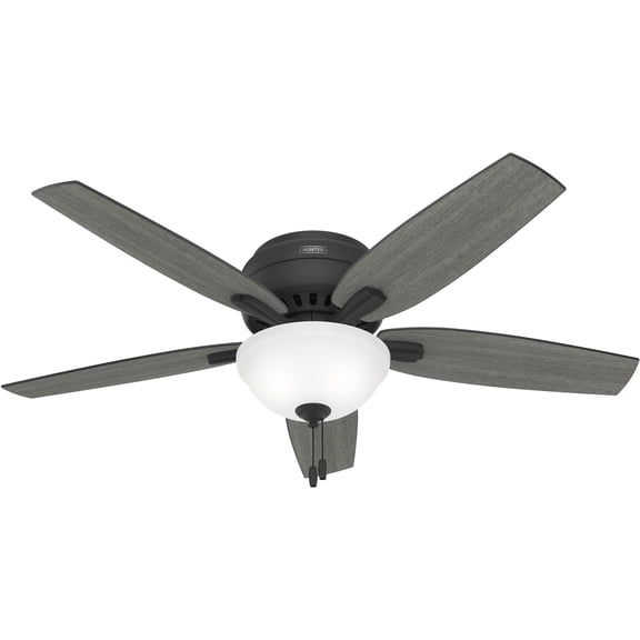 Restored Hunter Fan 52 Inch Ceiling Fan with Lights and Pull Chain, Matte Black Ceiling Fan, Reversible Blades, Indoor Ceiling Fan for Kitchen, Bedroom, Living Room (Refurbished)