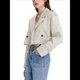 thumbnail image 1 of Chaqueta Corta de Ciclismo para Mujer, Gabardina Informal Cruzada con Cinturón Gris L, 1 of 9