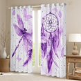thumbnail image 2 of Purple Dragonfly Window Curtains Watercolor Animal Feather Dreamcatcher Window Drapes Teens Adults Wild Butterfly Decor Dreamy Curtains for Living Room 2 Panels 38Wx45L, 2 of 6