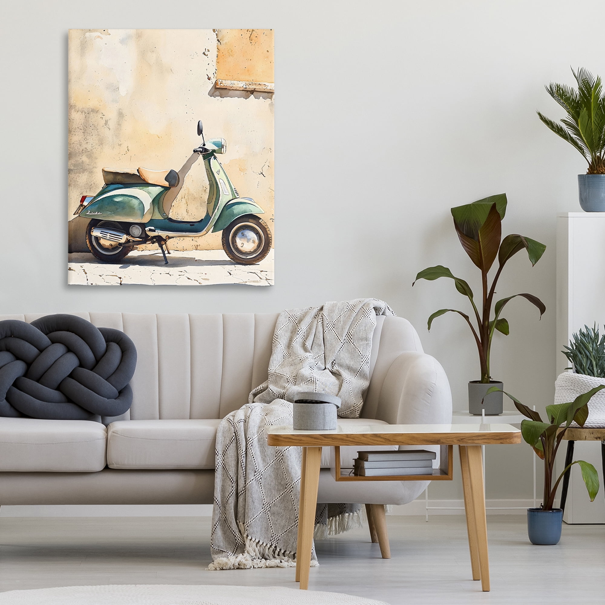 Stupell Industries Vintage Scooter on Italian Street Canvas Wall Art, design by LSR Design Studio