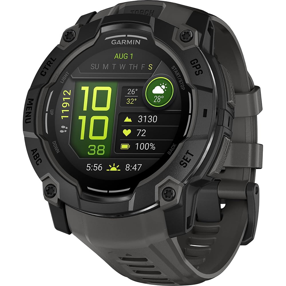 Garmin Instinct 3 - 50 mm Outdoor GPS Smartwatch, AMOLED, Black with Black Band 010-03020-00 Bundle with 2 Year Extended Warranty & Deco Essentials Wearable Safety Light