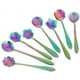 thumbnail image 2 of Cuchara para mezclar portátil y liviana, juego de cucharas con forma de flor, diferentes patrones, de acero inoxidable para mezclar café y té, diseño creativo, apta para lavavajillas (arcoíris), 2 of 7