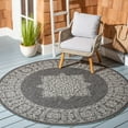 thumbnail image 3 of SAFAVIEH Courtyard Delbet Distressed Medallion Indoor/Outdoor Area Rug, 6'7" x 6'7" Round, Black/Ivory, 3 of 11