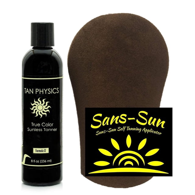 Tan Physics Autobronceador 8 onzas líquidas con guante bronceador de Sans-Sun - Tan Physics True Color Sunless Tanner - Tan Physics Sunless Tanner - Autobronceadores Los más vendidos - Bronceado falso