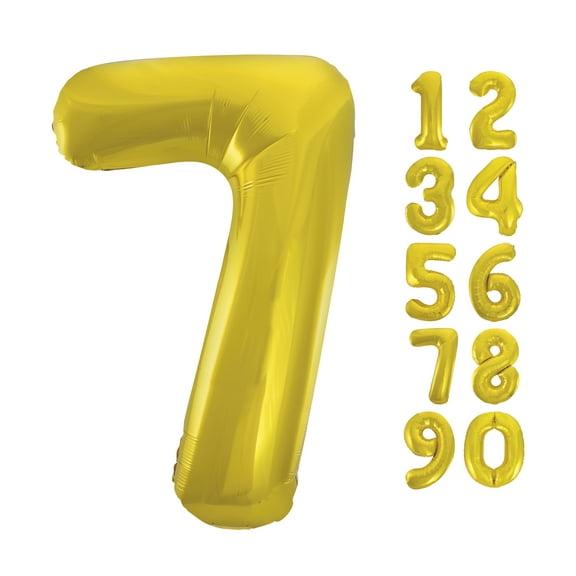 Unique Industries Foil Big Number 7 Shaped 34" Gold Solid Print Balloon