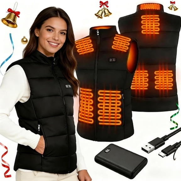 Heated Vest for Women Men, Heated Gilet with 10000mAh 7.4V Power Bank, 8 Heating Zones 3 Temperature Control Heated Jacket, Windproof Waterproof for Motorcycle Fishing Skiing Camping, XL Size