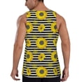 thumbnail image 3 of Easygdp Sunflowers On Black And White Stripes Men's Tank Top, Sleeveless Muscle T Shirts, Breathable, Quick-Dry, Loose for Gym, Running, Fitness - Large, 3 of 9