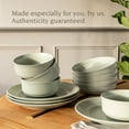 thumbnail image 3 of over&back Rim Dinnerware Set - Stoneware Dishes - Comes with 4 Dinner Plates, 4 Cereal Bowls, and 4 Dinner Bowls - 12-Piece All-Occasion Place Settings - Serves Four - Semi-Matte Sage, 3 of 6