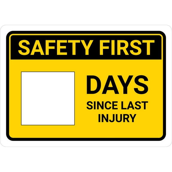 Safety First Days Since Last Injury Yellow Retro Metal Tin Signs 12X8 Inch For Shop Yard Man Cave Garage Outdoor Funny Wall Decor Decorative Poster Plate