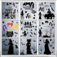 thumbnail image 1 of 91 PCS Halloween Window Clings Decorations Witches Character Window Stickers Decals Black Witches Bat Spider Cat Pumpkin 9 Sheets, 1 of 4