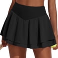 thumbnail image 2 of lcziwo Tennis Skirt for Women Double Ruffle Pleated Golf Skort Casual High Waisted Tummy Control Yoga Athletic Skirts Ofertas de Hoy en Liquidación Black S, 2 of 7