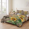 thumbnail image 2 of Twin XL Quilt Set 68''x98'', Sunflower Rustic Lightweight Summer Bedspread Coverlet Set with 2 Pillow Shams, Vintage Wooden Flowers Butterfly Breathable All Season Quilt Bedding for Dorm/Guest Room, 2 of 9