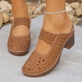 thumbnail image 4 of Womens Brown Block Heel Mule Sandals | Breathable Cut-Out Slide | Comfortable Casual & Everyday Slip-On Shoes,Size 8.5, 4 of 9