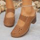 thumbnail image 4 of Correas de Tacón para Tacones Altos Zapatillas de Mula Casuales de Pie Cerrado de Moda con Tacón de Bloque de Corte Ventilado para Tacones Altos de las Mujeres, 4 of 9