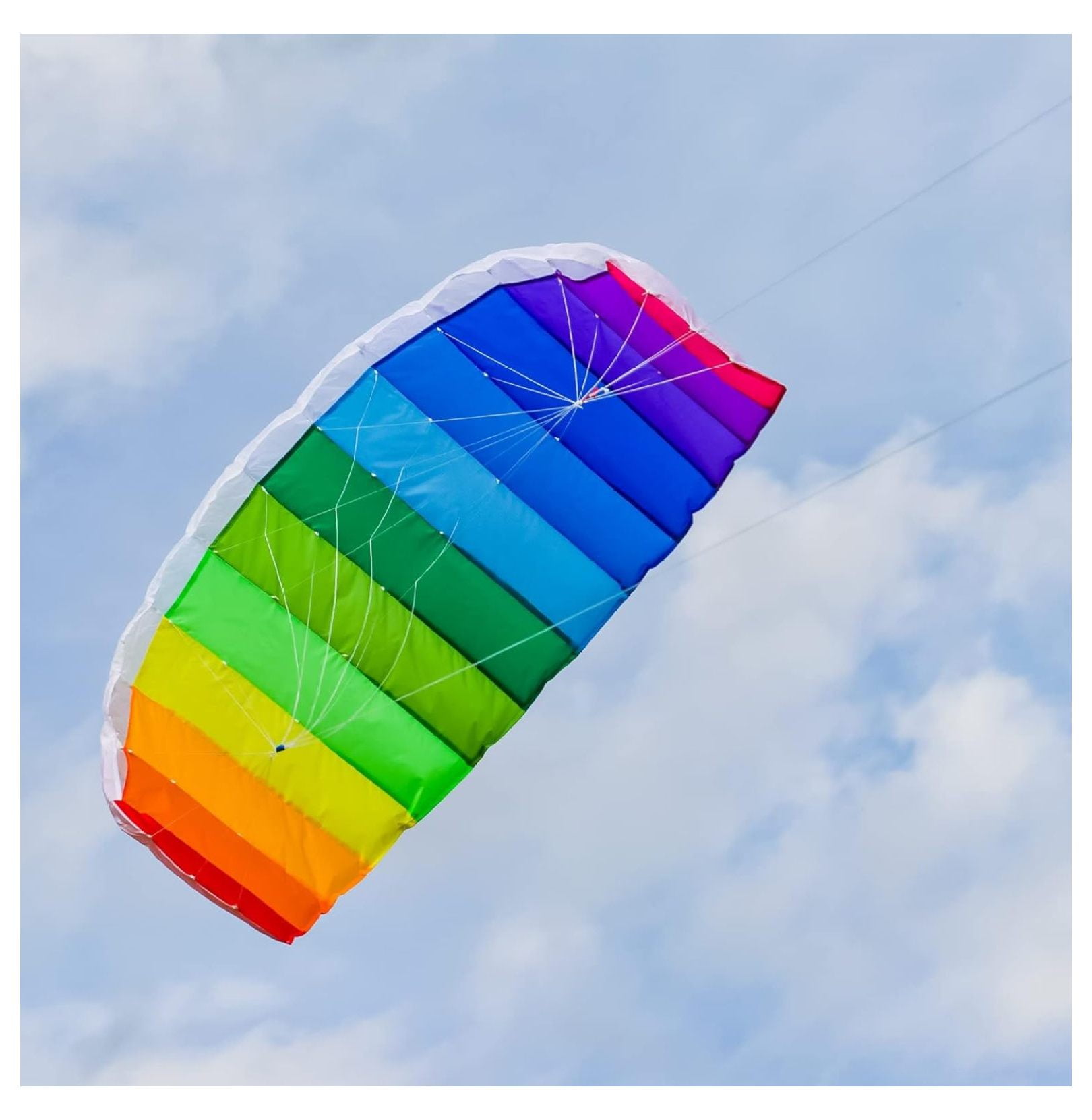 YfulYde 2973 Rainbow 62" Sport Kite Dual Line Stunt Parafoil Includes Braided Kite Line and Bag