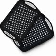 thumbnail image 1 of 2-Piece Tray Set - Non-slip Tray with Handle for Food Preparation, Tea, Breakfast in Bed - Plastic Tray for Stable Meals - Dishwasher Safe (Black/Blac, 1 of 5
