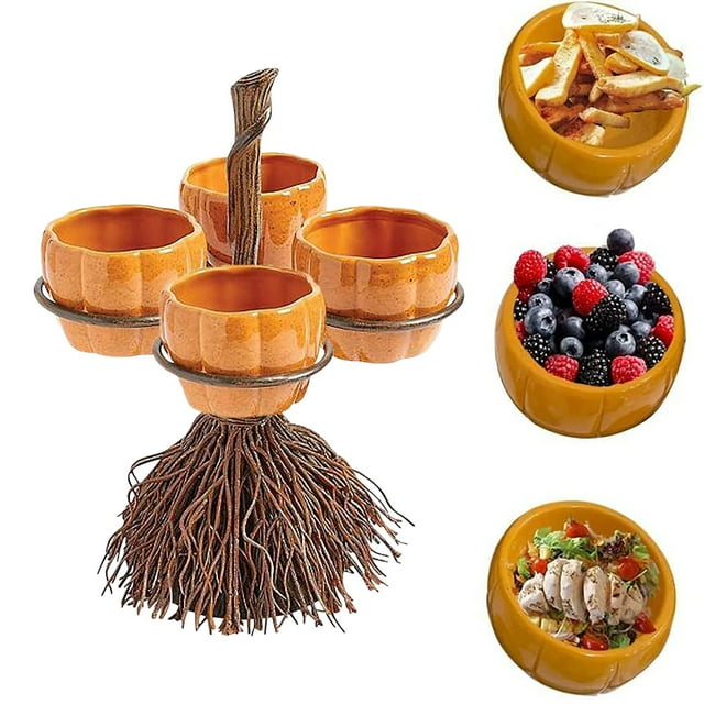 Hbdhejl Halloween Décor Exquisite Snack Bowl And Pumpkin Enhanced By Unique Divider Ornament For Festive Charm