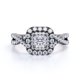 thumbnail image 3 of Elegante Anillo de Compromiso Gótico de Oro Negro de 10 K con Banda Retorcida, Diamante de Talla Cuadrada de 0,50 Quilates y Doble Halo Pavé, 3 of 6