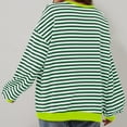 thumbnail image 4 of yunLCZ Womens Sweatshirt Women Oversized Striped Color Block Long Sleeve Crew Neck Sweatshirt Casual Loose Pullover Y2K Shirt Top Polyester,Spandex Green XL, 4 of 9