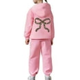 thumbnail image 3 of WOYY Tracksuit for Girls Casual Bow Print Hoodie Jogger Pants Outfits, Sizes 2-3T, 3 of 6