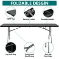 thumbnail image 3 of SUGIFT 8 Foot Folding Table Heavy Duty Plastic Portable Long Table for Indoor Outdoor Events, 10pack, Black, 3 of 7