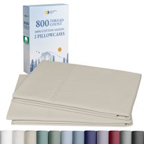 California Design Den 800 Thread Count 2 Standard Pillow Cases, 100% Cotton Sateen, Heirloom Soft Smooth & Thick, Fits Standard or Queen Pillows - Beige