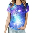 thumbnail image 3 of Patlollav Womens Cosmic Star Sky Print Funny Casual Short Sleeve Tops Blouse, 3 of 6