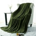 thumbnail image 2 of PiccoCasa Soft Plush Lightweight Fleece Blanket for Bed Couch Sofa Olive Green 90" x 90", 2 of 8