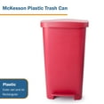 thumbnail image 4 of McKesson Trash Can for Offices, Bathrooms, Kitchens, Step-On Lid - Rectangular, Plastic, Red - 13 gal, 12 in x 15 in x 26 in, 1 Ct, 4 of 6