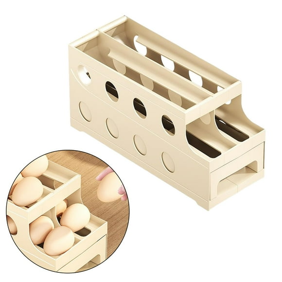 Bandeja Para Huevos De 3 Niveles, Organizador Creativo, Dispensador De Huevos Rodante Para Gabinete De Cocina