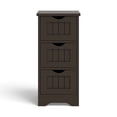 thumbnail image 1 of Patiojoy Armoire de Salle de Bain Autoportante à 3 Tiroirs Organisateur de Rangement Latéral avec Poignée Découpable Café, 1 of 10