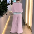 thumbnail image 5 of Inleife Two Piece Sets for Women Spring And Summer Women Elegant Solid Casual Short Sleevele Round-Neck Blouses Shirts Long Pant Sets Pink Sizes L, 5 of 6