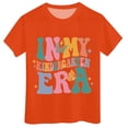 thumbnail image 2 of GobdXE Kids Kindergarten Era Retro Letter Short Sleeve Crew Neck T-Shirt Color:Orange,Size:6-7 Years, 2 of 3